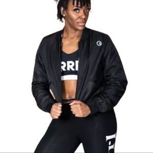 GRRRL Heidi black oversized bomber jacket size large nwt